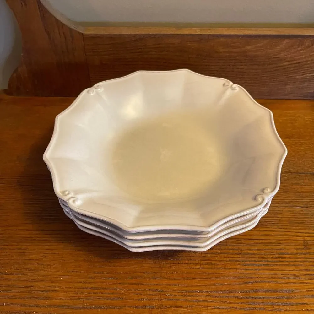 Casafina Casa Stone Vintage Port Cream Portuguese Stoneware Set of 4 Soup Bowls